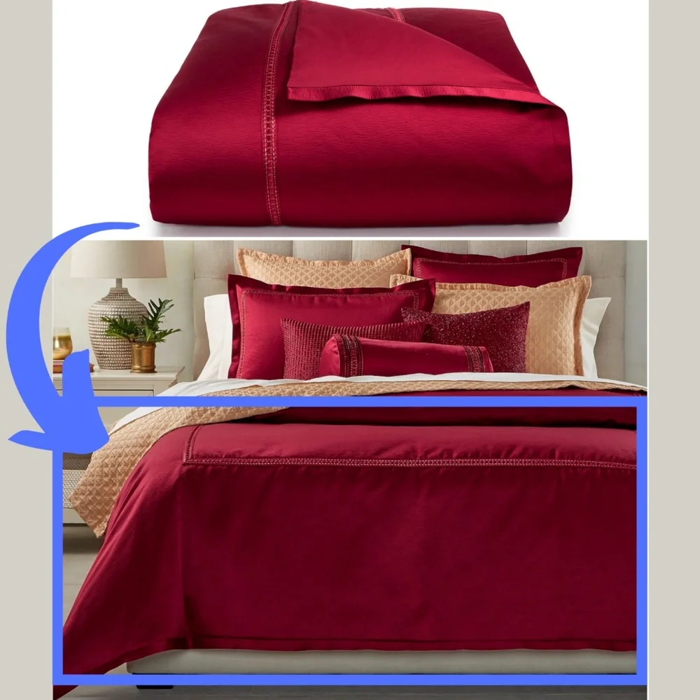 NIB Hotel Collection Luxe Border KING Duvet Cover‎ in Red